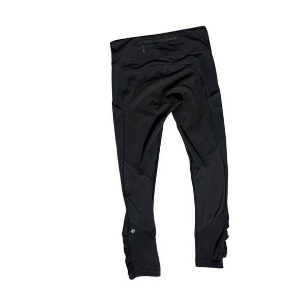 lululemon athletica Pants - Lululemon Speed Tight III Leggings Black Size 4 Ruched Ankle Zip Pocket
